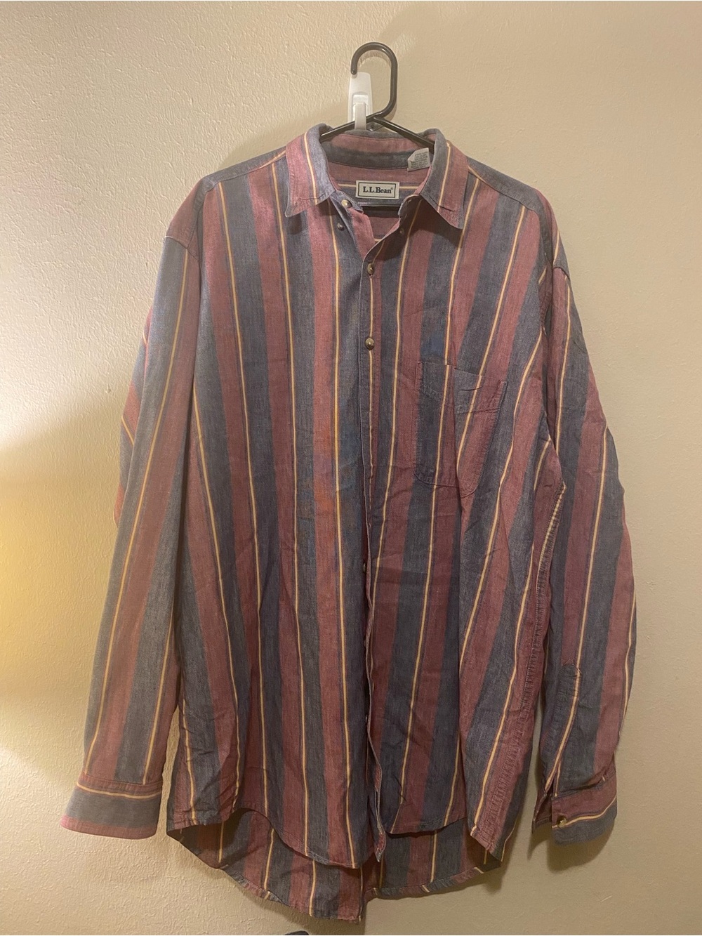 Men’s Vintage 90’s L.L. Bean Striped Button Down Shirt SzLTall Made in Canada